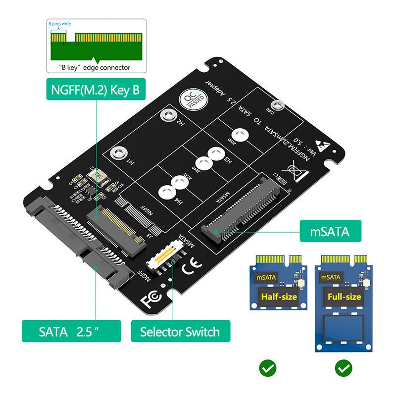 M.2 NGFF mSATA SSD ไปยัง SATA  - Memory Card Ssd บทวิจารณ์และราคา